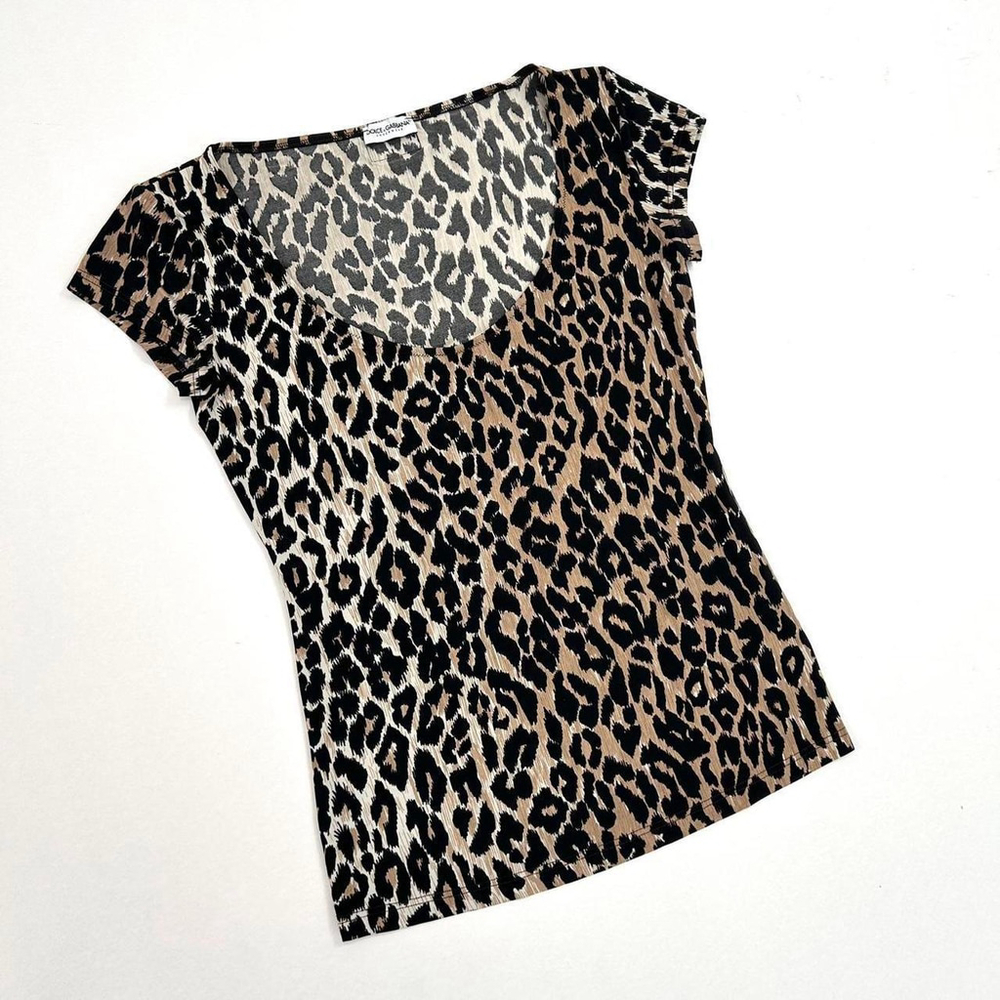 y2k D&G leopard print short sleeve top
